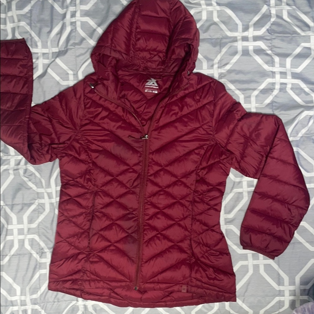 Red Quilted Puffer Jacket with Hood
